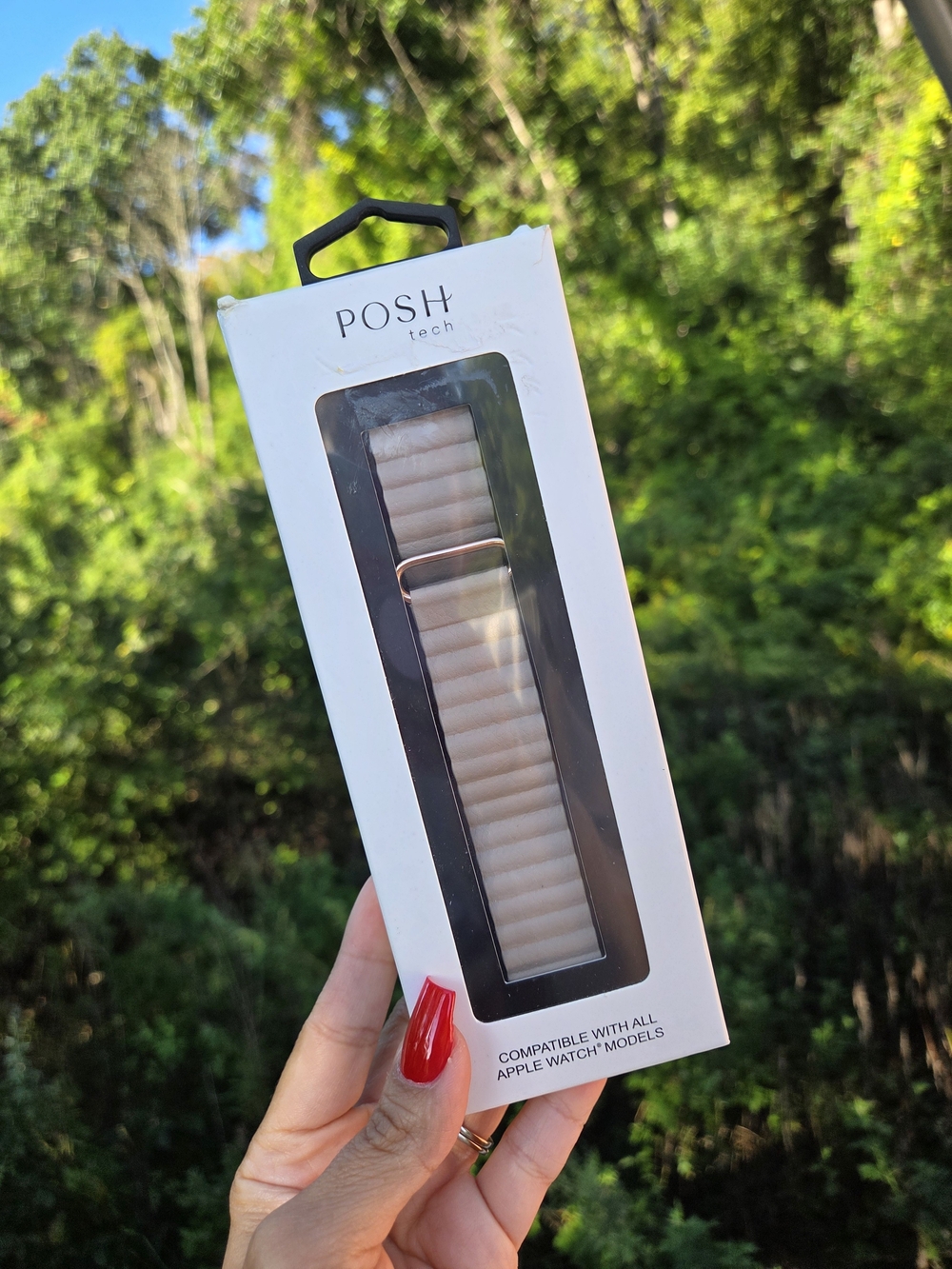Posh Tech Khaki Brown Apple Watch Band Rose Gold Hardware